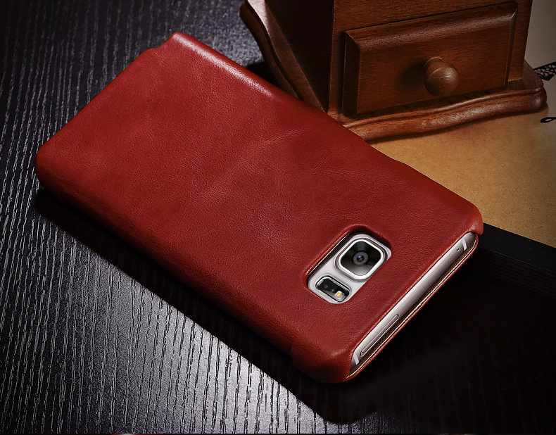 iCarer Vintage Series Side Open Handmade Genuine Cowhide Leather Case Cover for Samsung Galaxy Note 5