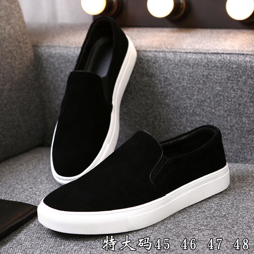 Suede loafers 45 British casual sneakers 46 lazy one pedal thick-soled leather shoes 47 plus size men's shoes - Taobao