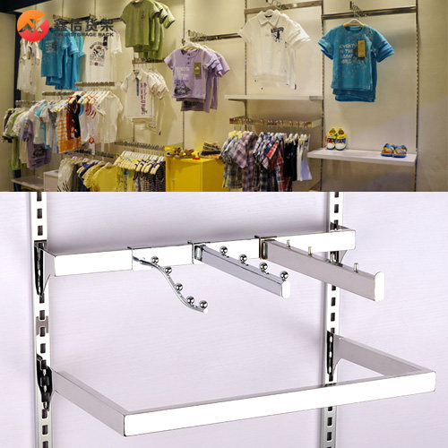 Clothing store hanging hanger stainless steel front hanging side hanging hanger on the wall hanger display rack card ladder pillar men's and women's clothing