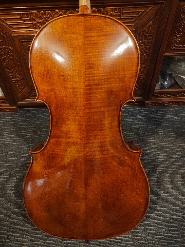 Guangzhou famous master supervised the production of professional practical natural tiger pattern handmade cello beginners training