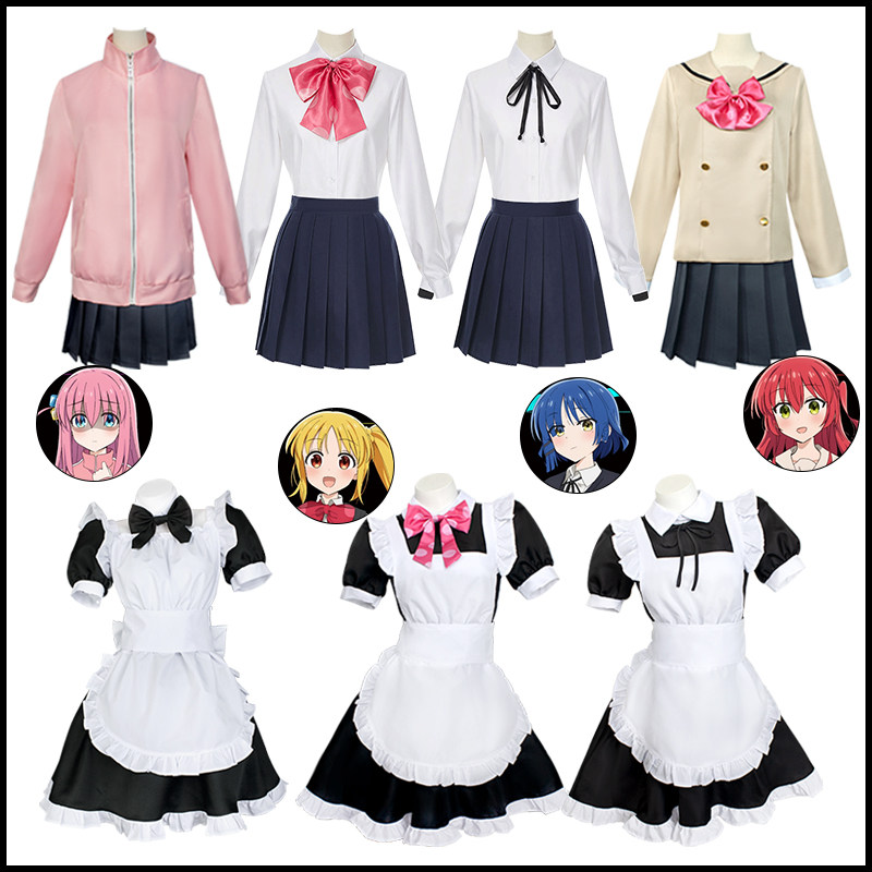 Lonely Rock Goto Ichiri Maid Cosplay Costume Mita Ryoji Pochi-Chan Cosplay Kitaguchi Yutai Full Set