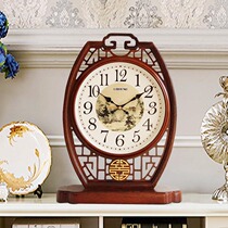 Lisheng living room new Chinese style clock solid wood sitting clock mute pendulum clock Chinese style creative large desktop clock