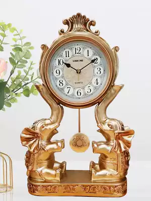 Living room clock European style fortune elephant clock home clock antique clock Nordic simple silent sitting clock