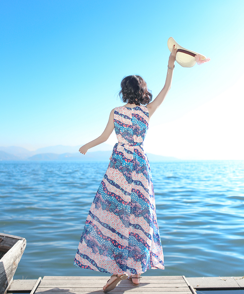 Mùa hè 2019 mới của phụ nữ ren-up mỏng tay áo voan đầm boho váy siêu cổ tích bãi biển - Sản phẩm HOT đầm xòe