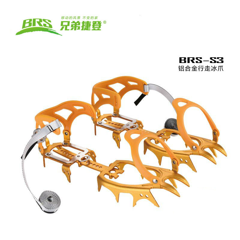 Brother BRS-S3 Ice claw outdoor anti-slip shoe cover 14 teeth Mountaineering Snow Mountain climbing rock aluminium alloy ultralight portable