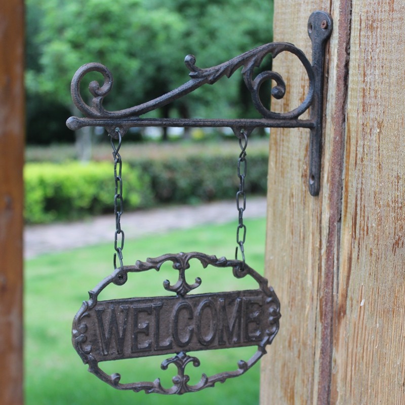 Eurostyle Industrial Wind Retro Nostalgia Cast-iron Wrought Iron Art Decor Welcome welcome to the hanging tag Two-sided listings