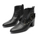 Lamus European and American black pointed toe personality high-heeled men's trendy boots British short boots men's hairstylist ເກີບຫນັງສົ້ນສູງ