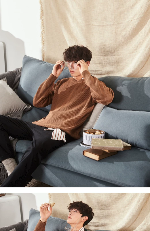 唐 狮 2018 thu đông 2018 áo len nam cổ tròn phiên bản Hàn Quốc của áo len họa tiết rắn họa tiết áo len