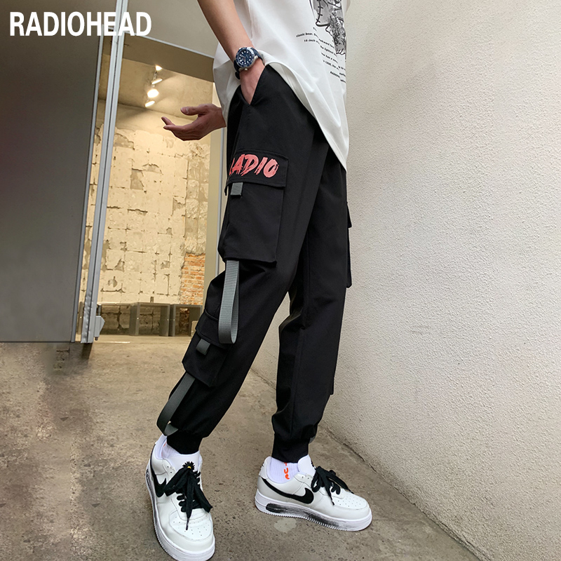 Radiohead Black Workwear Pants Bunches Male Tide Cards Small Crowdfall New Lean and Casual Long Pants-Taobao