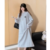 Демисезонное платье, осенняя толстовка с капюшоном для отдыха, юбка, оверсайз, подходит для подростков