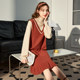 Tang Shi fake two-piece knitted dress women's spring 2024 new sweater skirt small winter inner skirt