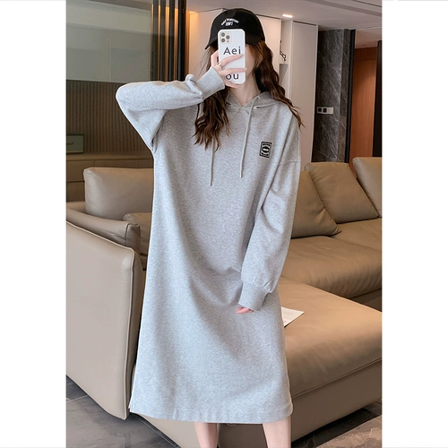 Демисезонное платье, осенняя толстовка с капюшоном для отдыха, юбка, оверсайз, подходит для подростков