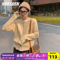 Varsden Walsden new cardigan sweater womens autumn and winter knitted retro outer wear loose tide top casual