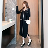 Трикотажный демисезонный лонгслив, демисезонное черное осеннее платье, длинная юбка, в стиле Шанель