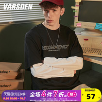 Varsden Walsdan 2022 New Spring and Autumn Long Sleeve T-Shirt Mens Tide Fake Two Loose Student Undershirts