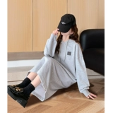 Демисезонное платье, осенняя толстовка с капюшоном для отдыха, юбка, оверсайз, подходит для подростков