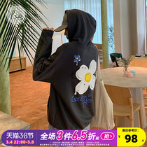 Yoe hooded sweatshirt women lazy Korean bf wind loose tide autumn new gray vintage Hong Kong style back print ins