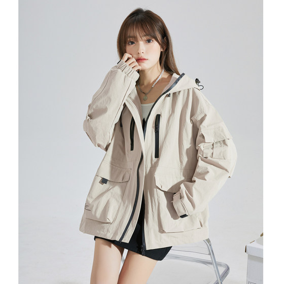 Tangshi 2023 Autumn New Unique Workwear Women's Casual Charge Junior Tops Loose Hooded Jackets Women's Spring and Autumn