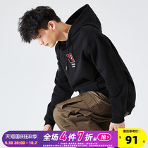 Peach Heart Co-brand] Tang Shi 2020 new hooded sweatshirt for men loose Korean version of the black top student ins trend