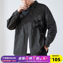 Tang Lion 2021 Spring Cargo Shirt Mens Long Sleeve Harbor Style Japanese Loose Shirt Outfit Youth Jacket Inch Shirt Tide