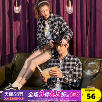 Tang Lion 2020 Autumn Plaid Couple Shirt Male and Female Long Sleeve Casual Shirt Student Loose Couple Outfit Coat Tide