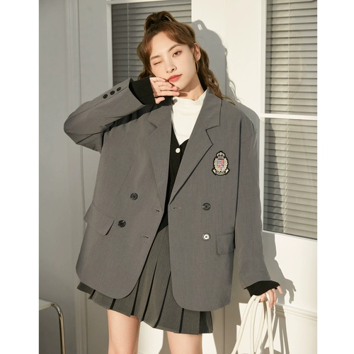 Осенний черный дизайнерский пиджак классического кроя для отдыха, в корейском стиле, тренд сезона