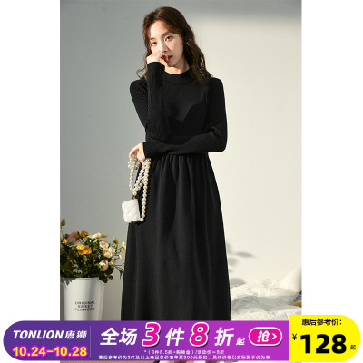 taobao agent Knitted dress, autumn, V-neckline, suitable for teen