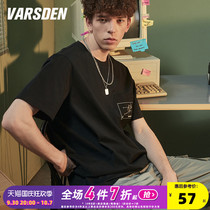 Varsden Walsdan 2022 New Short Sleeve T-Shirt Mens Korean Edition Loose Tide Student Round Neck Cotton Top