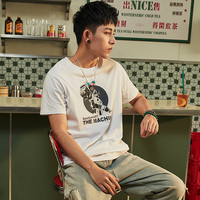 Don Lion short sleeve T-shirt 2020 Summer new port Wind tide Loose Splicing Student Pure Cotton Shapewear clothes