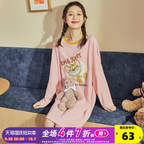 Tom and Jerry co-branded] Tang Shi 2022 new cute pajamas women can wear loungewear cotton long-sleeved nightdresses