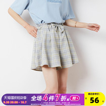 Tang Shi summer wear new casual shorts womens slim skirt pants net red plaid pants women loose high-waist design sense of niche