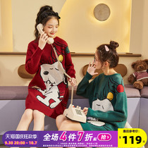 Snoopy co-branded] Tang Shi Fall Winter 2021 new sweater skirt loose round neck knit dress pullover outer