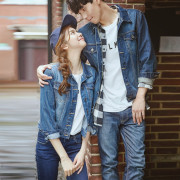 Tang lion mùa xuân và mùa thu những người yêu thích mặc denim jacket triều Hàn Quốc phiên bản của thiếu niên retro denim quần áo nam giới và phụ nữ slim denim jacket