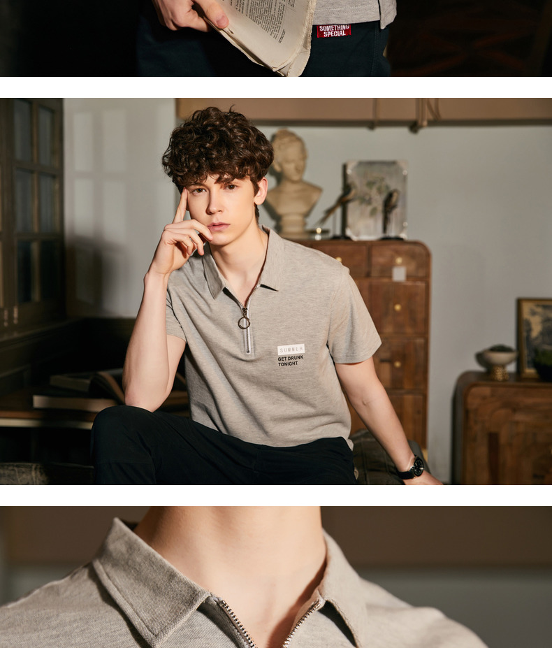 唐 Mùa hè 2018 áo sơ mi polo nam ngắn tay cotton ngắn Áo sơ mi nữ sinh viên Hàn Quốc Paul thương hiệu áo sơ mi thủy triều Paul áo polo nam đẹp