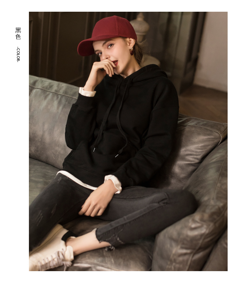 2件5折唐狮套头圆领卫衣女粉色卫衣加绒女松