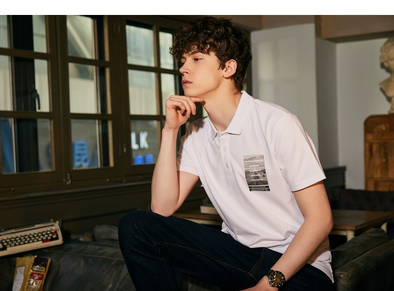 唐 2018 hè nam tay ngắn polo nam thành thị thanh niên giản dị in tay áo ngắn POLO t shirt