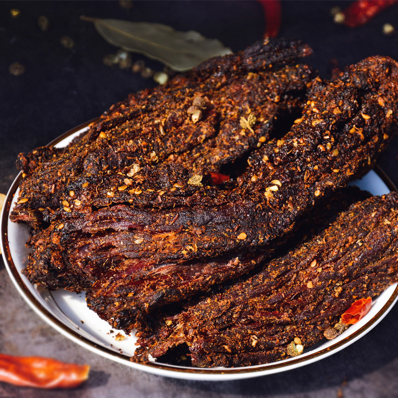 Yunnan charcoal-grilled small hammer beef jerky snacks spicy and spicy hand-shredded beef jerky non-air-dried beef slices 150g