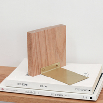 Red oak solid wood book stand students with desktop bookends brass storage bookshelf soft decoration study book clip book support