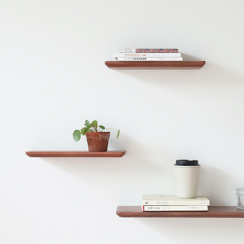 Nordic solid wood invisible wall wall creative wooden wall wall with shelf Japanese wooden board decoration bookshelf