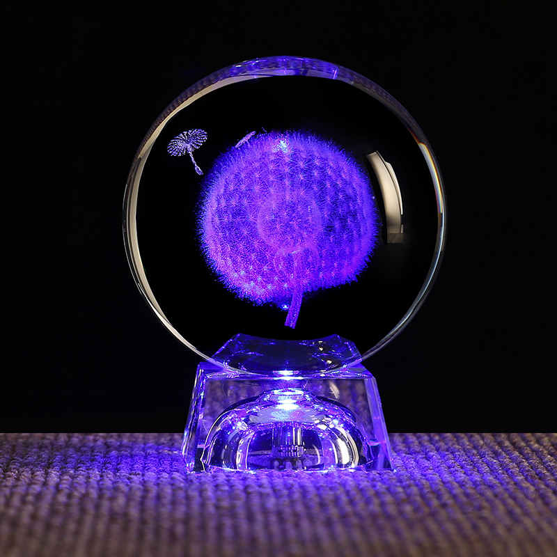 Crystal Ball Rose Flower Dandelion Gauge swing piece Luminous Birthday Present Girl Creative custom lettering Valentine's Day