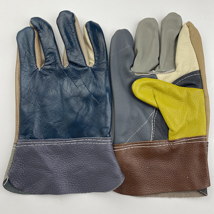 Cowhide welding gloves short leather colorful full leather welding gloves wear-resistant thermal insulation gloves protective gloves