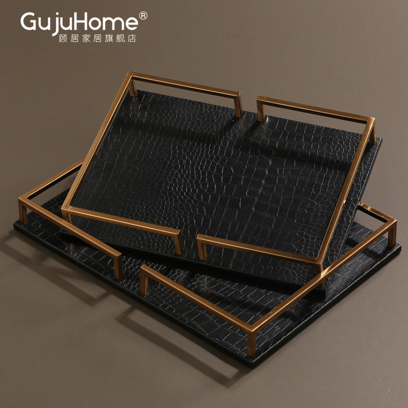 European and American style light extravagant minimalist Minimalist Dinner Table Side Cabinet Leather tray Fruit tray Contained Living Room Home Soft Decorations Hem