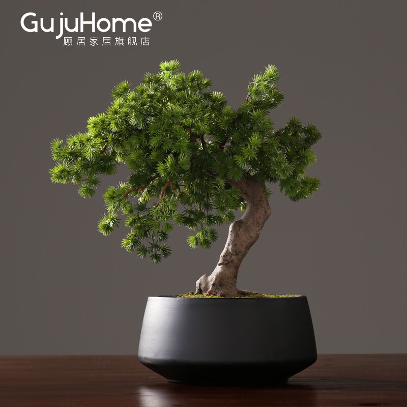 Simulation welcome pine bonsai ornament Chinese style home living room office entrance decoration model room soft decoration green plants