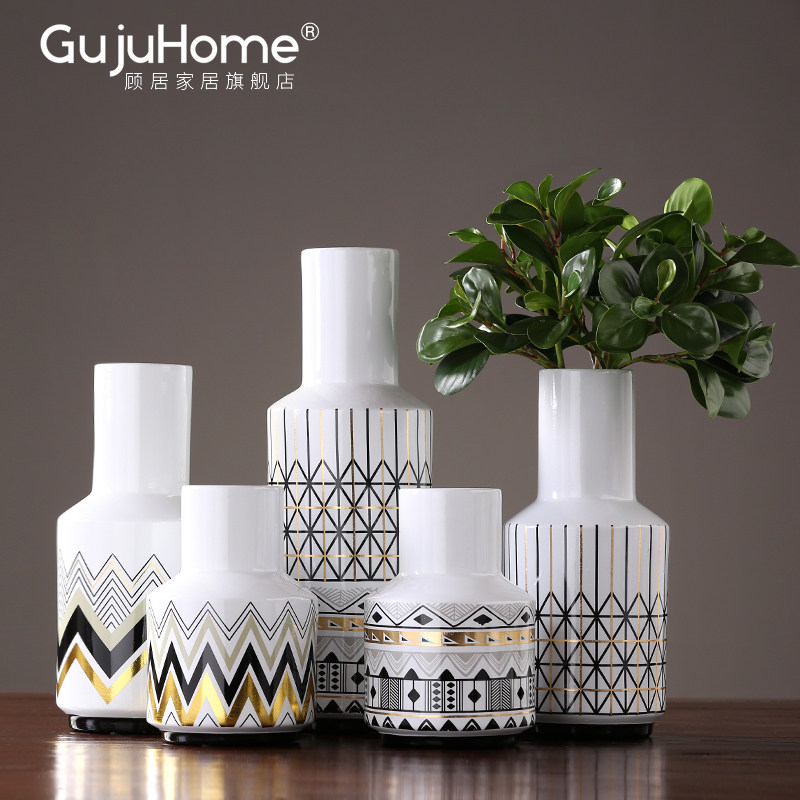 Modern minimalist Nordic Ceramic Vase Swing Piece Creative Home Living Room TV Cabinet Flower floral sample Interplate Soft