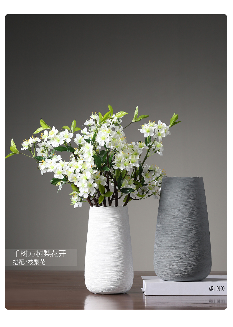 Nordic white ceramic flower vases furnishing articles sitting room of I and contracted creative dried flowers, household table decorations