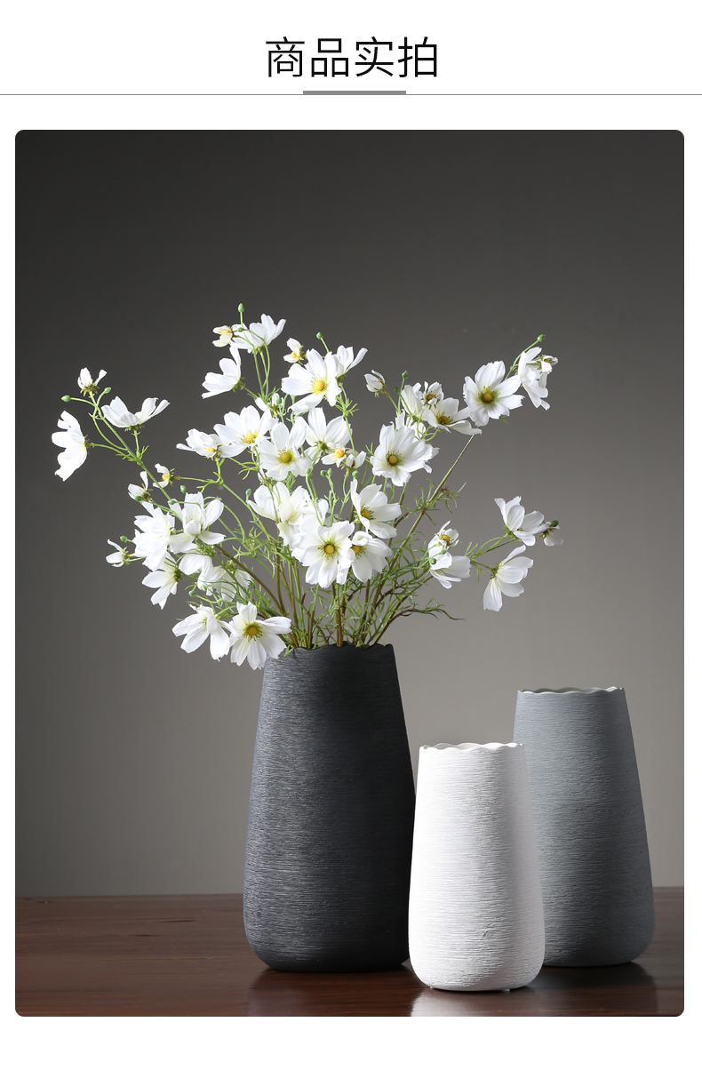 Nordic white ceramic flower vases furnishing articles sitting room of I and contracted creative dried flowers, household table decorations