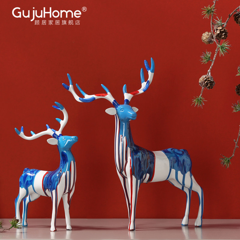 Nordic Creative Merchants Deer Swing Pieces Living Room Wine Cabinet TV Cabinet Genguan Bedroom Christmas Home Decorative Goods Furnishing
