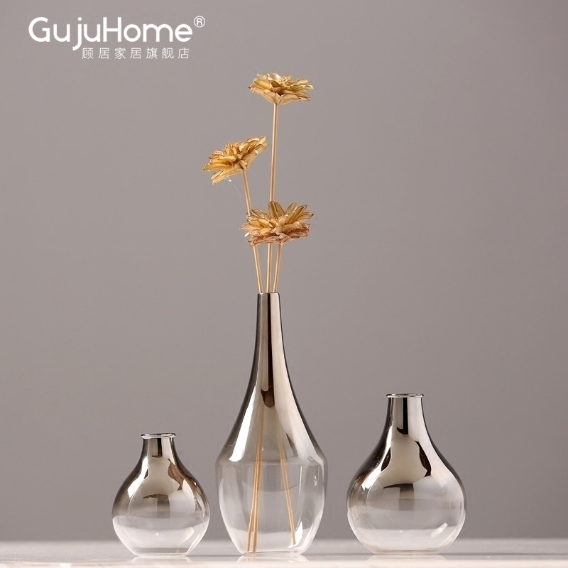 Modern minimalist vase swing piece glass electroplating Gradual Layer Small Florist Home Living Room Dining Room TV Cabinet Dry Flower Inserts