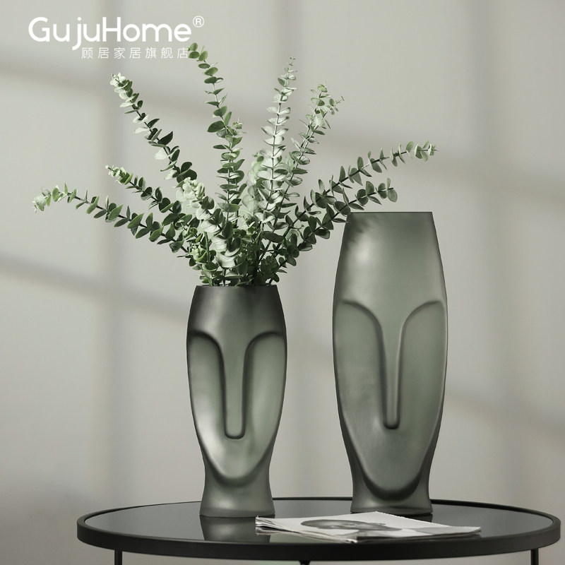Modern minimalist face glass vase swing piece creative living room Xuanguan TV cabinet floral floral ware soft decoration