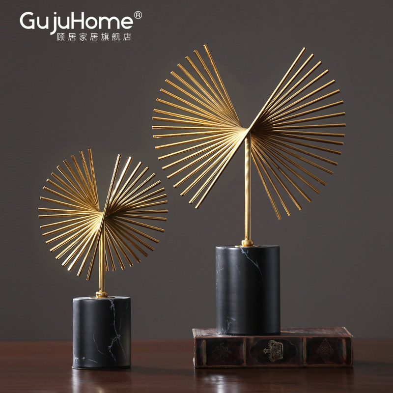 Eurostyle Light Lavish Living Room Home Decoration Pint-Style Bookcase Wine Cabinet Xuanguan TV Cabinet Craft Metal Pendulum